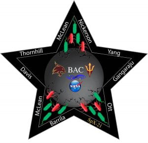 Mission patch from Bacterial Adhesion and Corrosion (BAC) experiment flown on Space X21